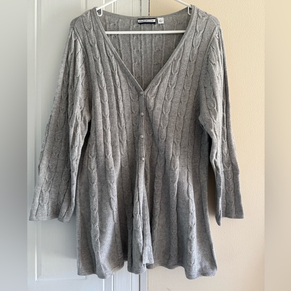 Croft and Barrow Cardigan Sweater Women's Size Large 3/4 Sleeves Grey - Picture 1 of 7
